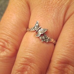 Adorable Sterling Silver Double BUTTERFLY Ring>Dainty Butterfly Ring,Minimalist